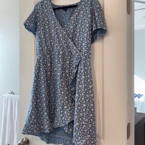 Floral Blue Wrap Dress